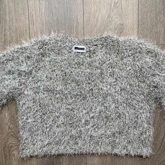 Women's Fuzzy Sweater Festive Glitter Sparkly Wool Cropped 3/4 Length Sleeve - Picture 4 of 10